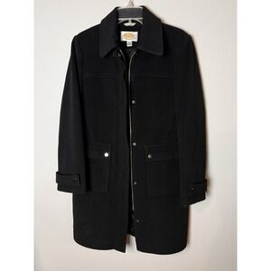 Talbots 100% Wool Italian Coat Black Button Pea Coat Academia Preppy Sz 8